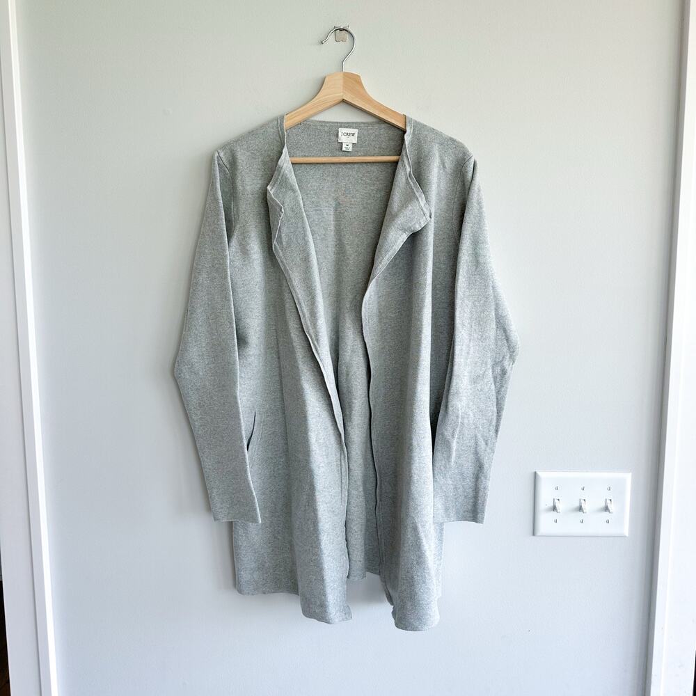 J. Crew Vanessa Open Front Long Sleeve Knit Cardigan Gray M